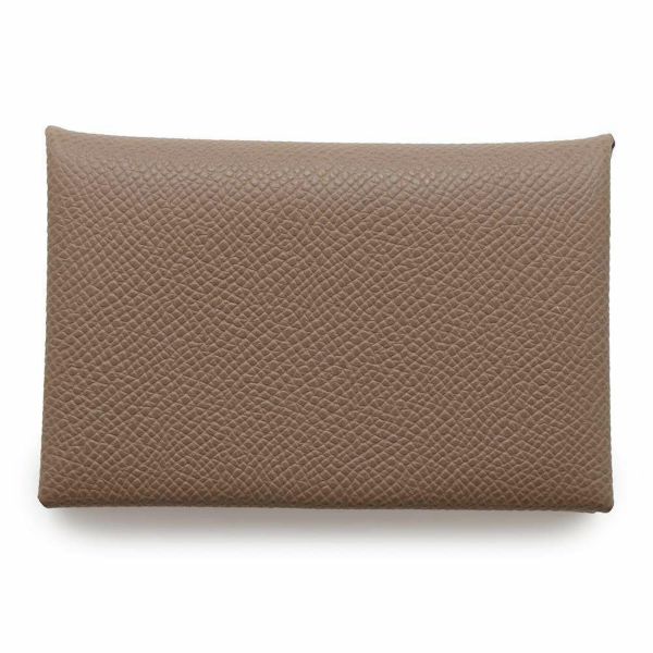 エルメス カードケース カルヴィ エトゥープ/シルバー金具 エプソン W刻印 HERMES 名刺入れ