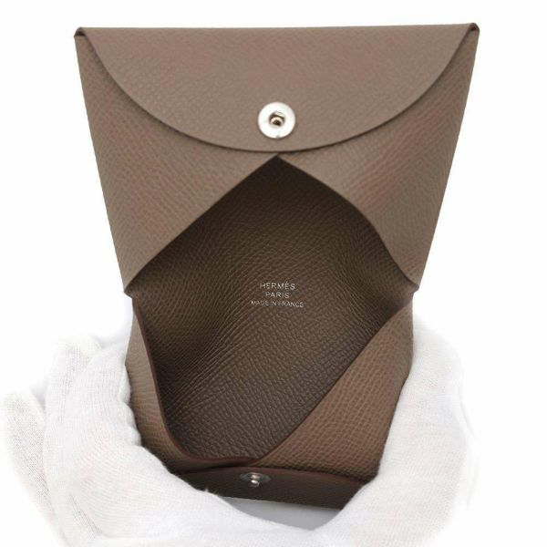エルメス カードケース カルヴィ エトゥープ/シルバー金具 エプソン W刻印 HERMES 名刺入れ