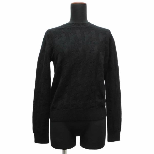 エルメス ニット Hロゴ デザイン セーター ウール レディースサイズ38 HERMES トップス 黒