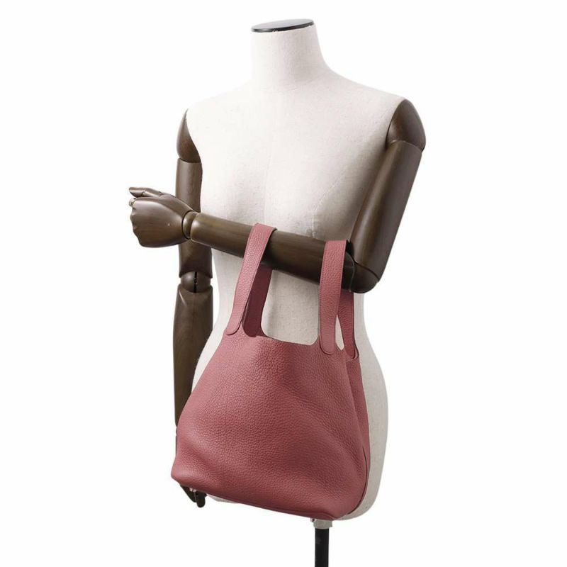 エルメス ハンドバッグ ピコタンロックMM ローズウッド/シルバー金具 トリヨンクレマンス □O刻印