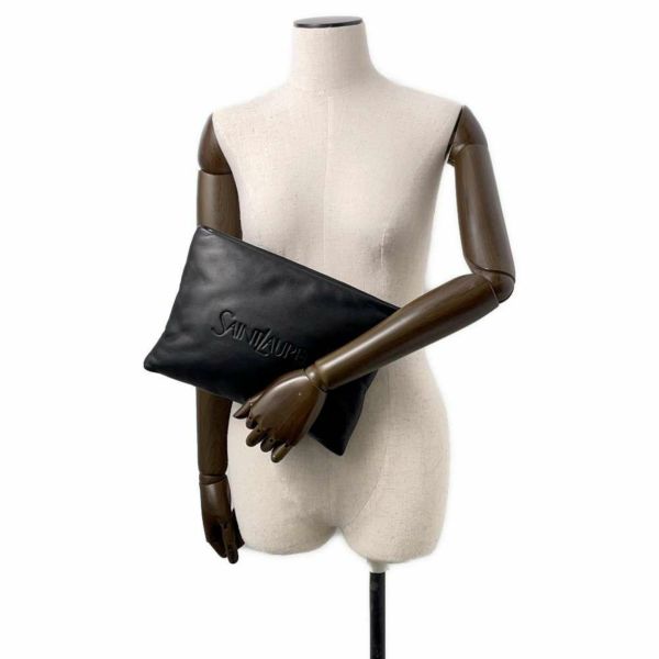 サンローランパリ クラッチバッグ パフィーポーチ ラージ  レザー 779526AADA11000 SAINT LAURENT PARIS バッグ 黒