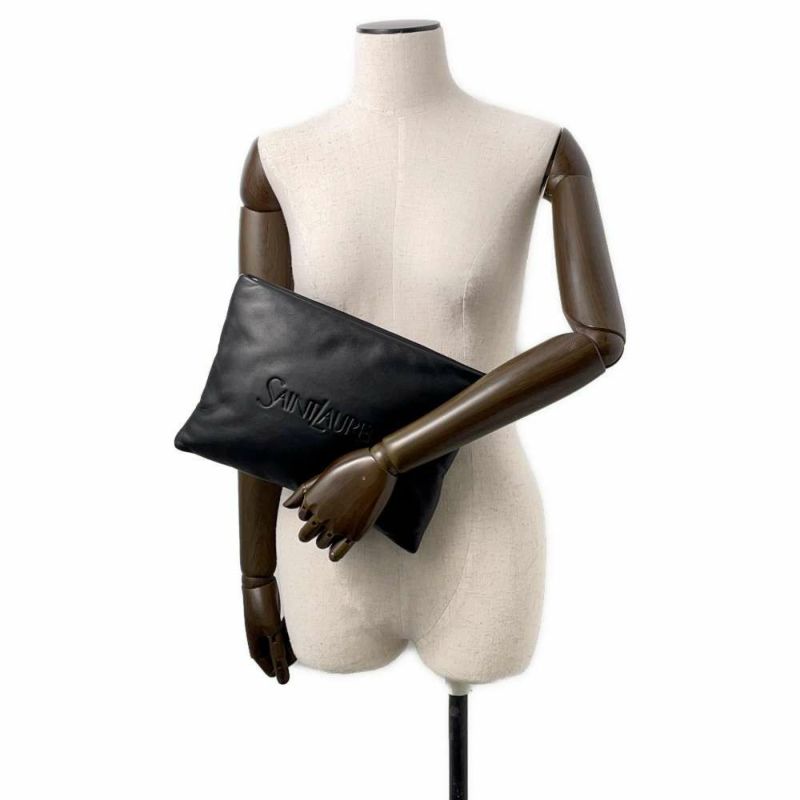 サンローランパリ クラッチバッグ パフィーポーチ ラージ  レザー 779526AADA11000 SAINT LAURENT PARIS バッグ 黒