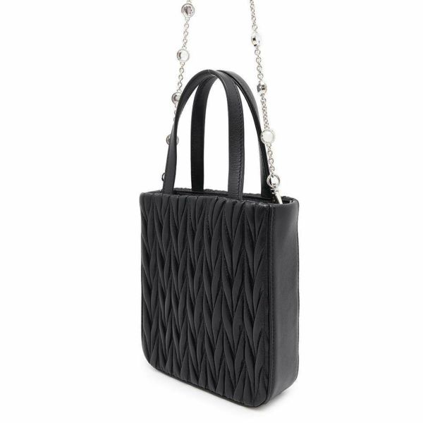 ミュウミュウ ハンドバッグ マテラッセ レザー 5BA220 Miu Miu 2wayチェーンショルダーバッグ 黒