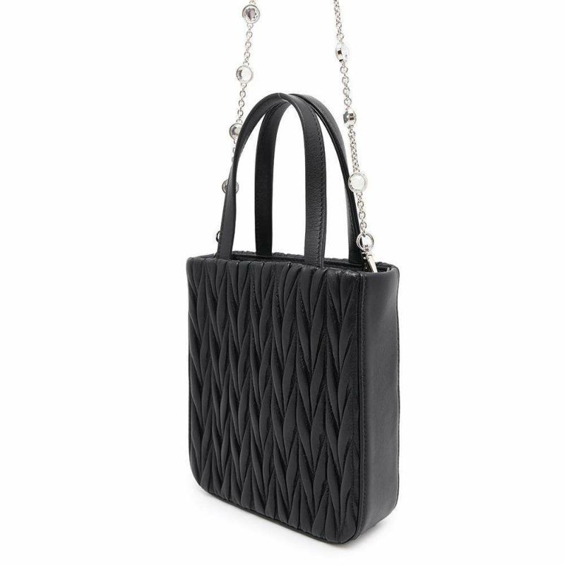 ミュウミュウ ハンドバッグ マテラッセ レザー 5BA220 Miu Miu 2wayチェーンショルダーバッグ 黒