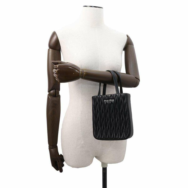 ミュウミュウ ハンドバッグ マテラッセ レザー 5BA220 Miu Miu 2wayチェーンショルダーバッグ 黒