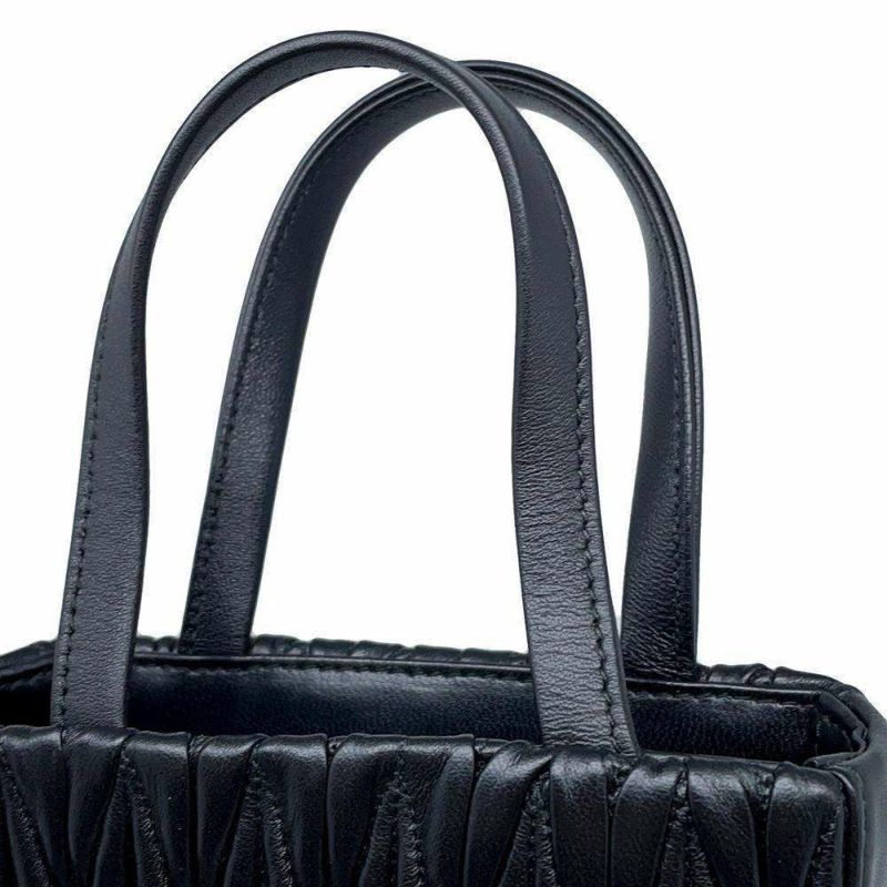 ミュウミュウ ハンドバッグ マテラッセ レザー 5BA220 Miu Miu 2wayチェーンショルダーバッグ 黒