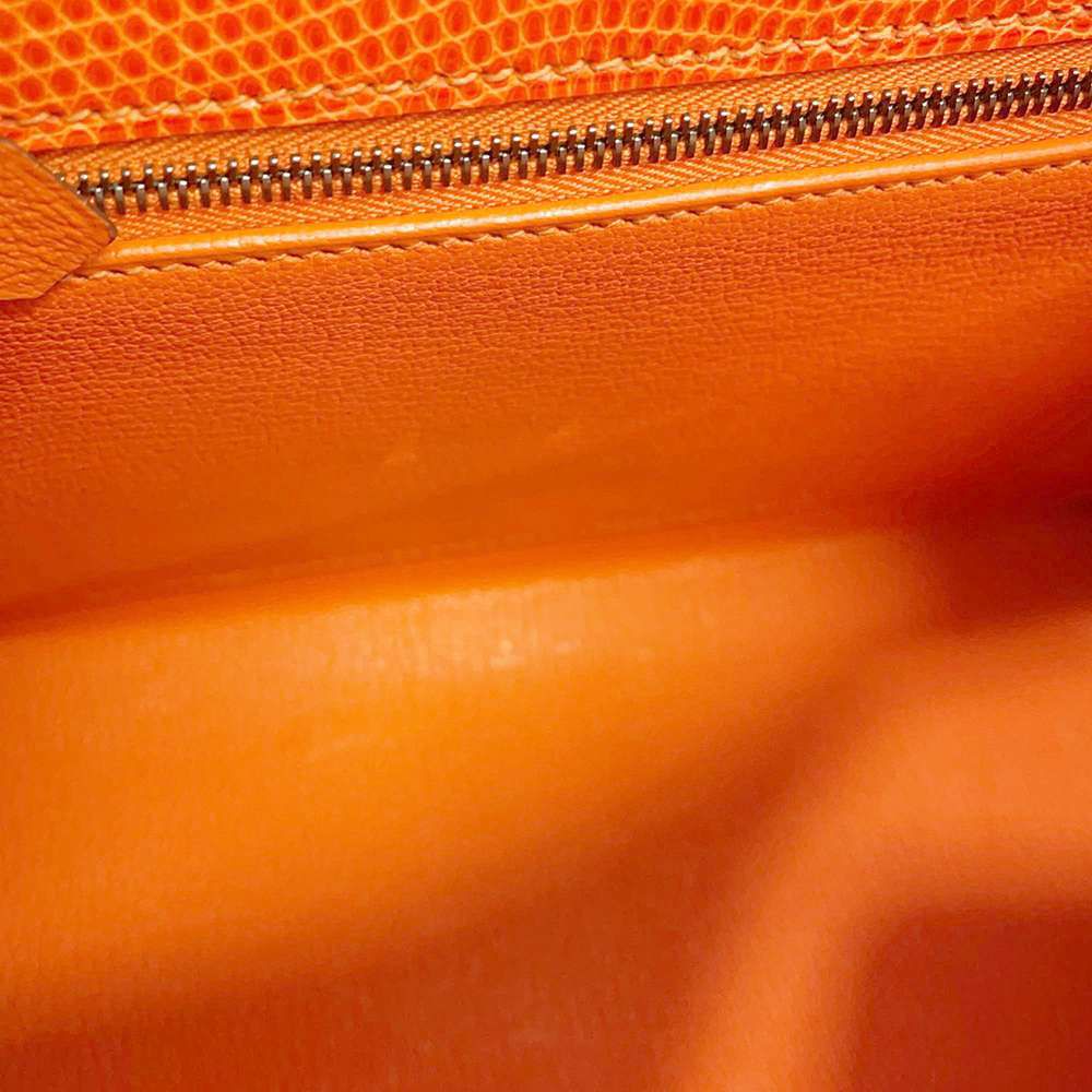 エルメス ハンドバッグ ケリー25 外縫い オレンジ/ルテニウム金具 リザード □J刻印 HERMES 2wayショルダー