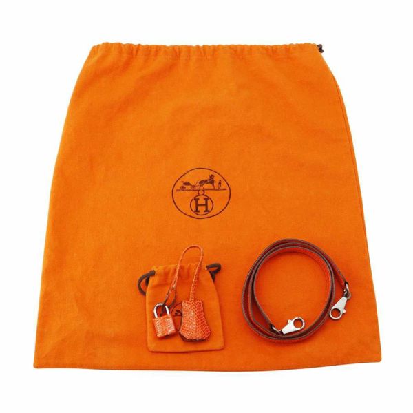 エルメス ハンドバッグ ケリー25 外縫い オレンジ/ルテニウム金具 リザード □J刻印 HERMES 2wayショルダー