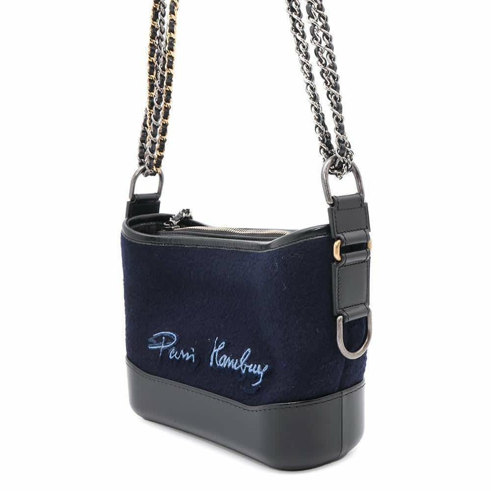 シャネル チェーンショルダーバッグ ガブリエル ドゥ シャネル スモール ホーボーバッグ フェルト A91810 CHANEL 黒