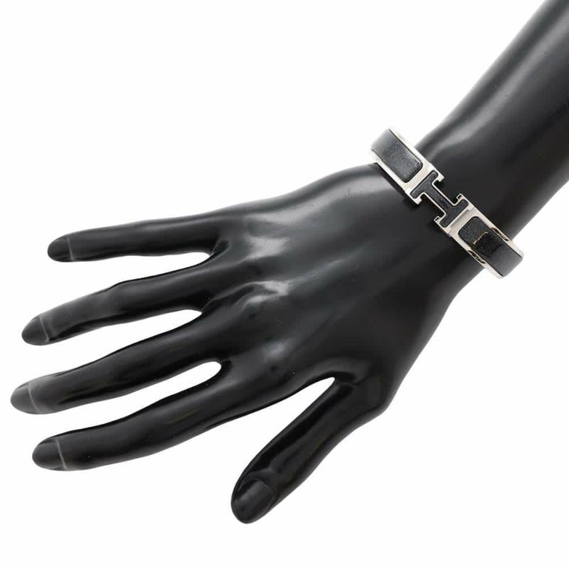 エルメス ブレスレット クリックH グリッター サイズGM ブラック・アルジョンテ/シルバー金具 HERMES 黒