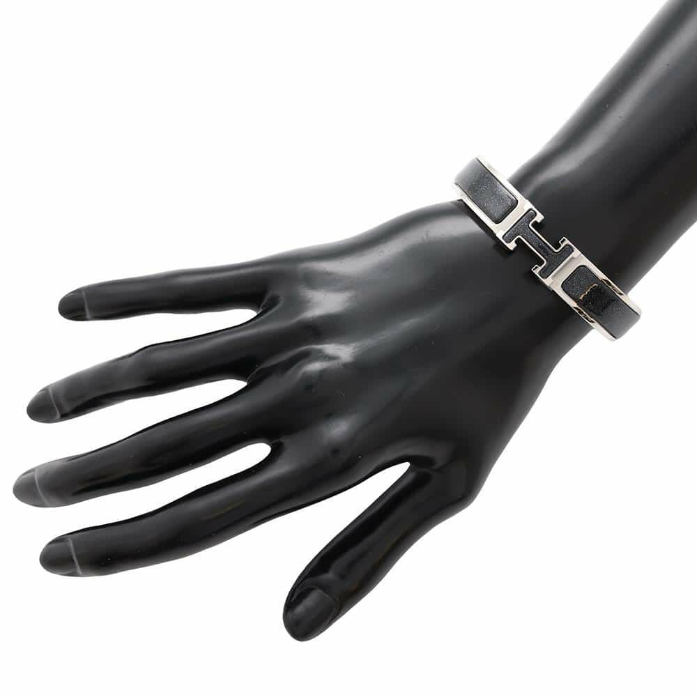 エルメス ブレスレット クリックH グリッター サイズGM ブラック・アルジョンテ/シルバー金具 HERMES 黒