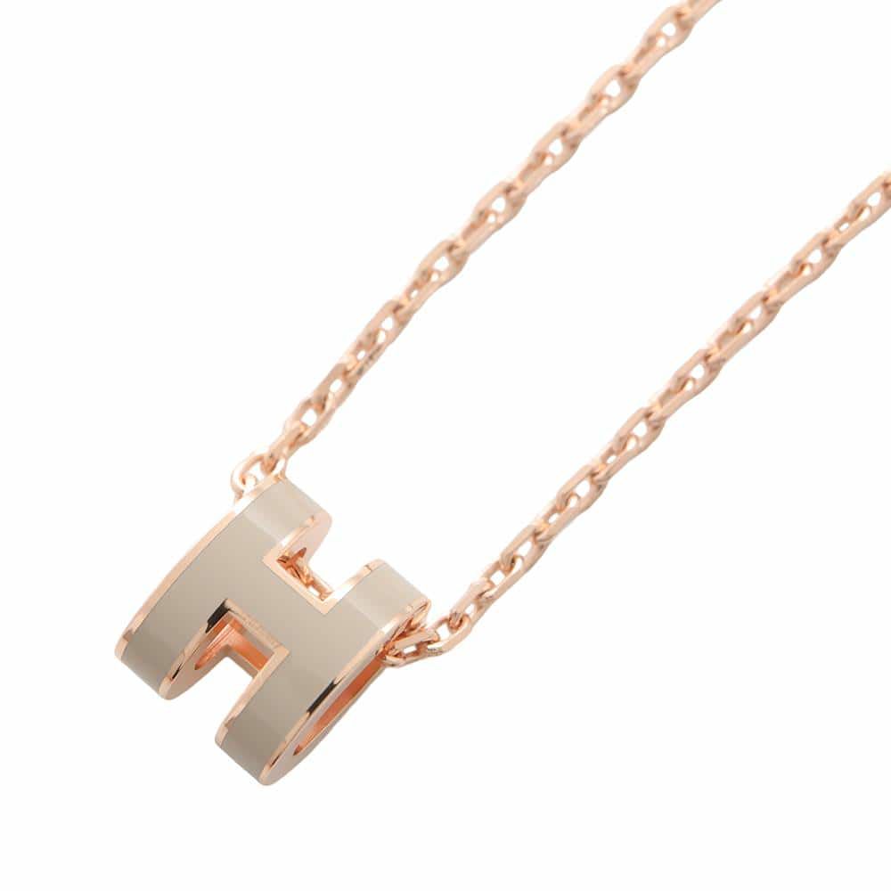 エルメス ネックレス ミニ・ポップアッシュ マロングラッセ/ピンクゴールド金具 アクセサリー ポップH