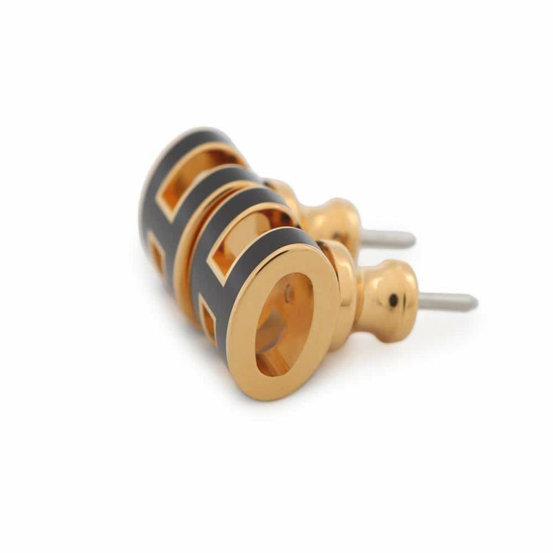 エルメス ピアス ミニ・ポップアッシュ ブラック/ゴールド金具 Hモチーフ HERMES Pop H ポップH