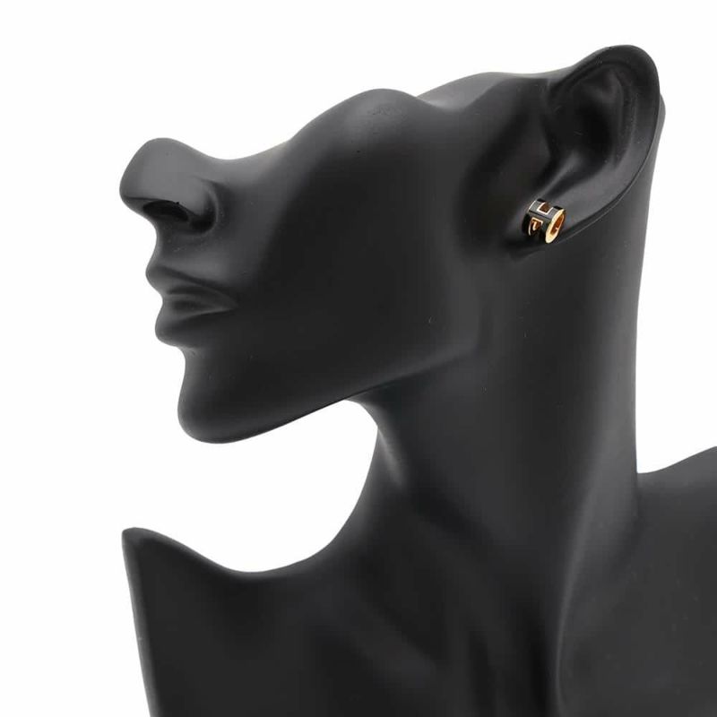 エルメス ピアス ミニ・ポップアッシュ ブラック/ゴールド金具 Hモチーフ HERMES Pop H ポップH