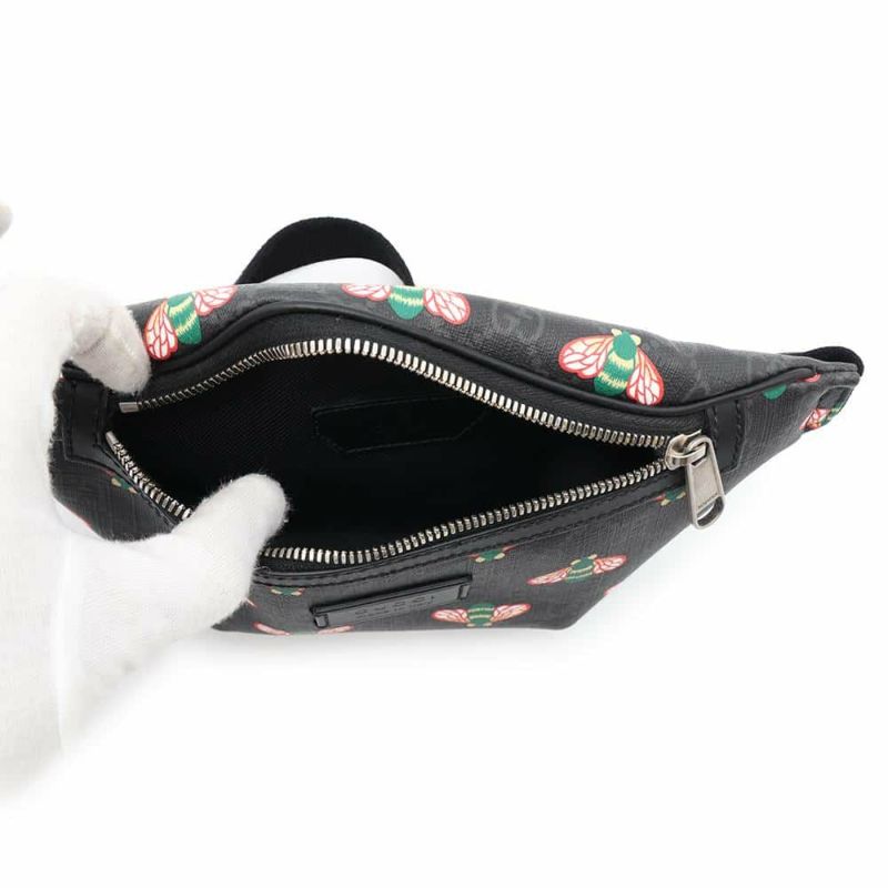 グッチ ボディバッグ ビー GGスプリーム 675181 GUCCI ウエストバッグ 黒