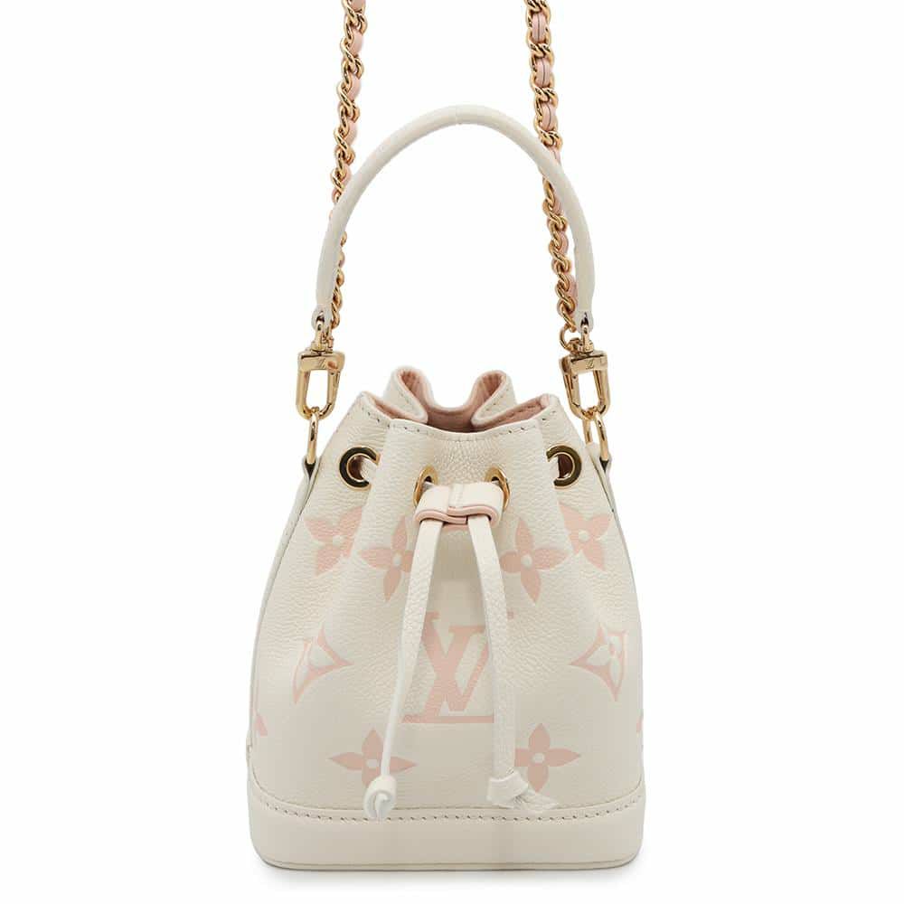 ルイヴィトン ハンドバッグ バイカラー モノグラム・アンプラント ナノ・ノエ LOUIS VUITTON 2wayショルダー 白