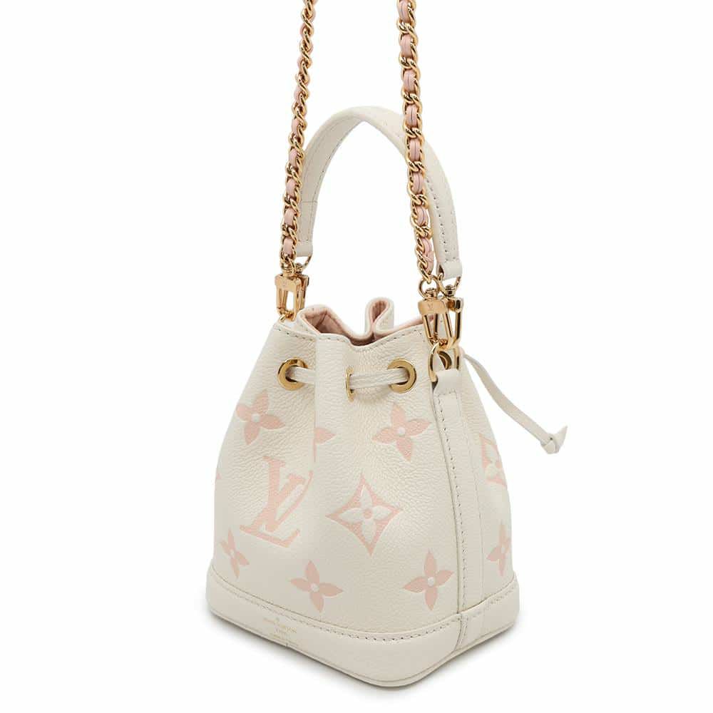 ルイヴィトン ハンドバッグ バイカラー モノグラム・アンプラント ナノ・ノエ LOUIS VUITTON 2wayショルダー 白