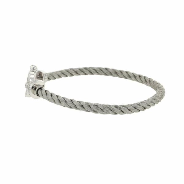 フレッド ブレスレット フォース10 LM ダイヤ 64P 0.90ct K18WGホワイトゴールド/SSステンレススチール サイズ18 0B0050-6B0109