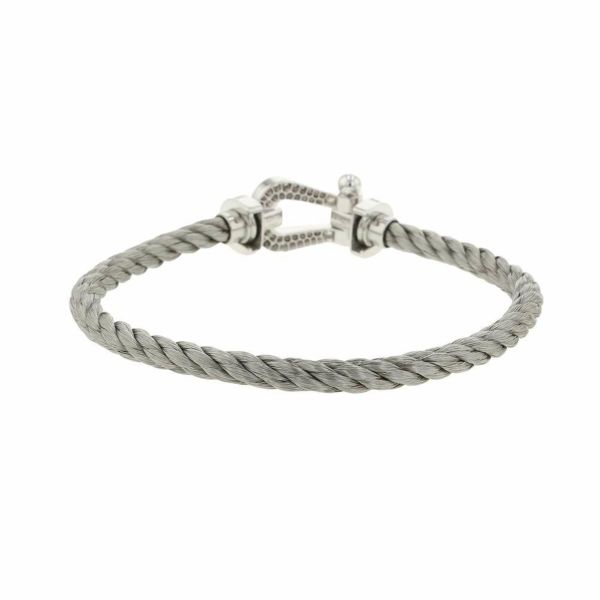 フレッド ブレスレット フォース10 LM ダイヤ 64P 0.90ct K18WGホワイトゴールド/SSステンレススチール サイズ18 0B0050-6B0109