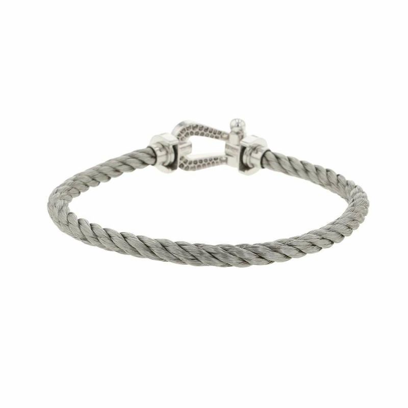 フレッド ブレスレット フォース10 LM ダイヤ 64P 0.90ct K18WGホワイトゴールド/SSステンレススチール サイズ18 0B0050-6B0109