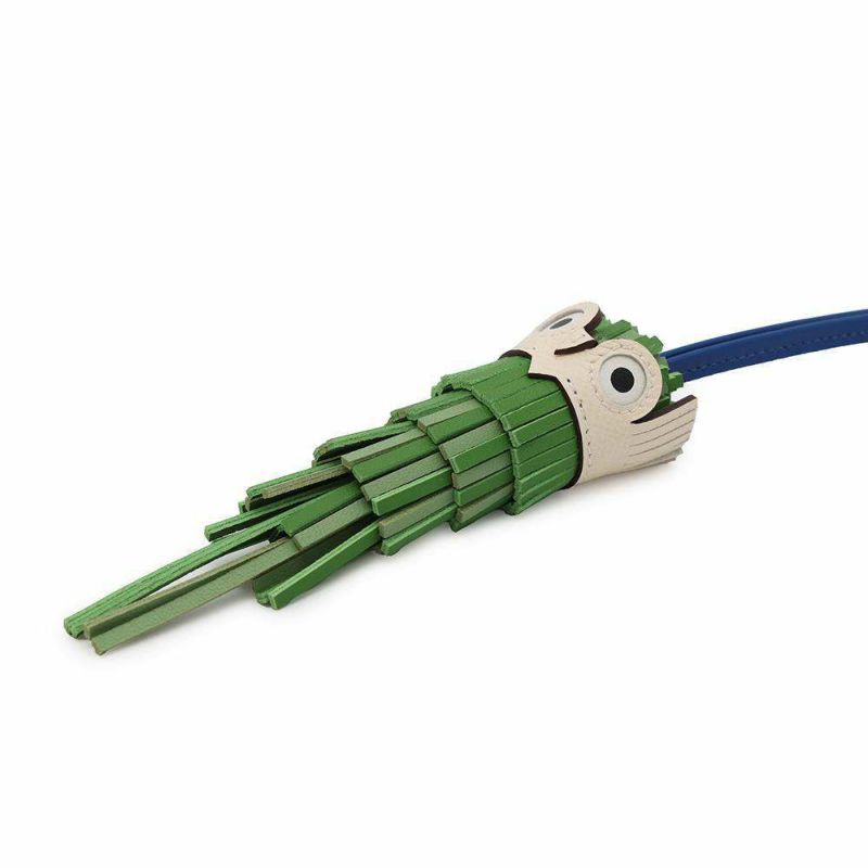 エルメス バッグチャーム シュエット ヴェールユッカ/ヴェールクリケット/ブルーフランス/ナタ/ブラン ラムスキン W刻印 フクロウ