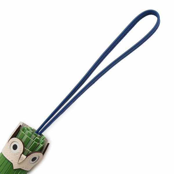 エルメス バッグチャーム シュエット ヴェールユッカ/ヴェールクリケット/ブルーフランス/ナタ/ブラン ラムスキン W刻印 フクロウ