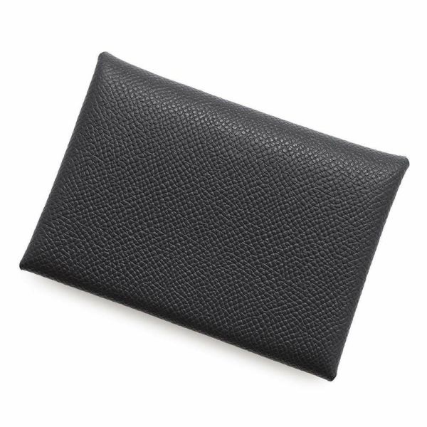 エルメス コインケース カルヴィ デュオ ブラック/シルバー金具 エプソン W刻印 黒