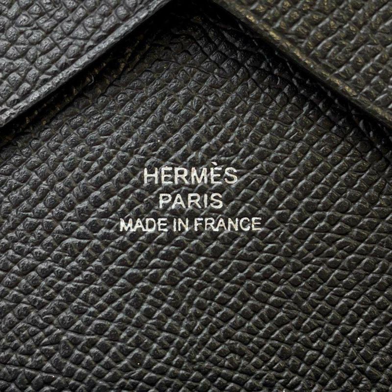 エルメス コインケース カルヴィ デュオ ブラック/シルバー金具 エプソン W刻印 黒