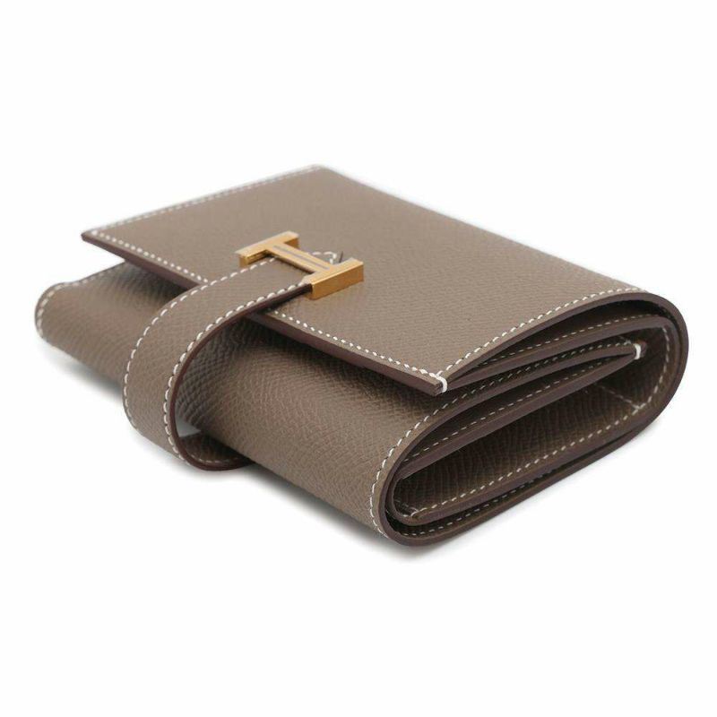 エルメス 三つ折り財布 ベアンコンビネ エトゥープ/ゴールド金具 エプソン W刻印 HERMES 財布