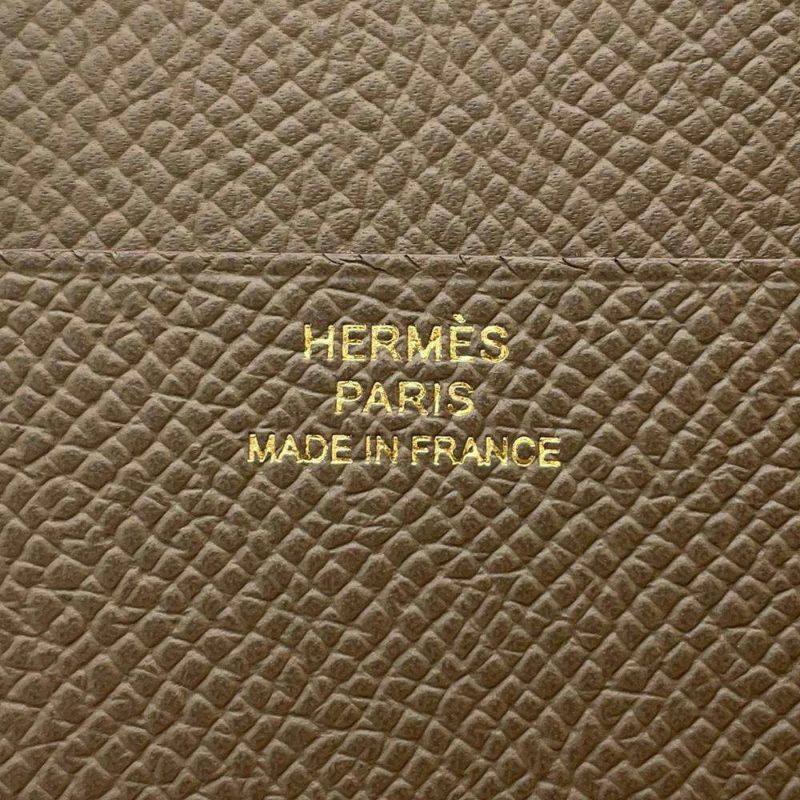 エルメス 三つ折り財布 ベアンコンビネ エトゥープ/ゴールド金具 エプソン W刻印 HERMES 財布