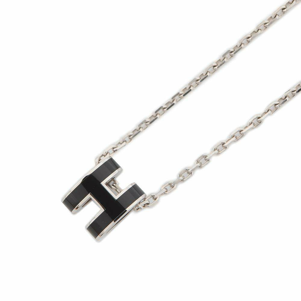 エルメス ネックレス ミニ・ポップアッシュ ブラック/シルバー金具 HERMES アクセサリー 黒