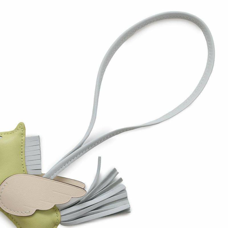 エルメス バッグチャーム ロデオPM ペガサス ジョーヌブルジョン/ブルーブリュム/ナタ ラムスキン Z刻印