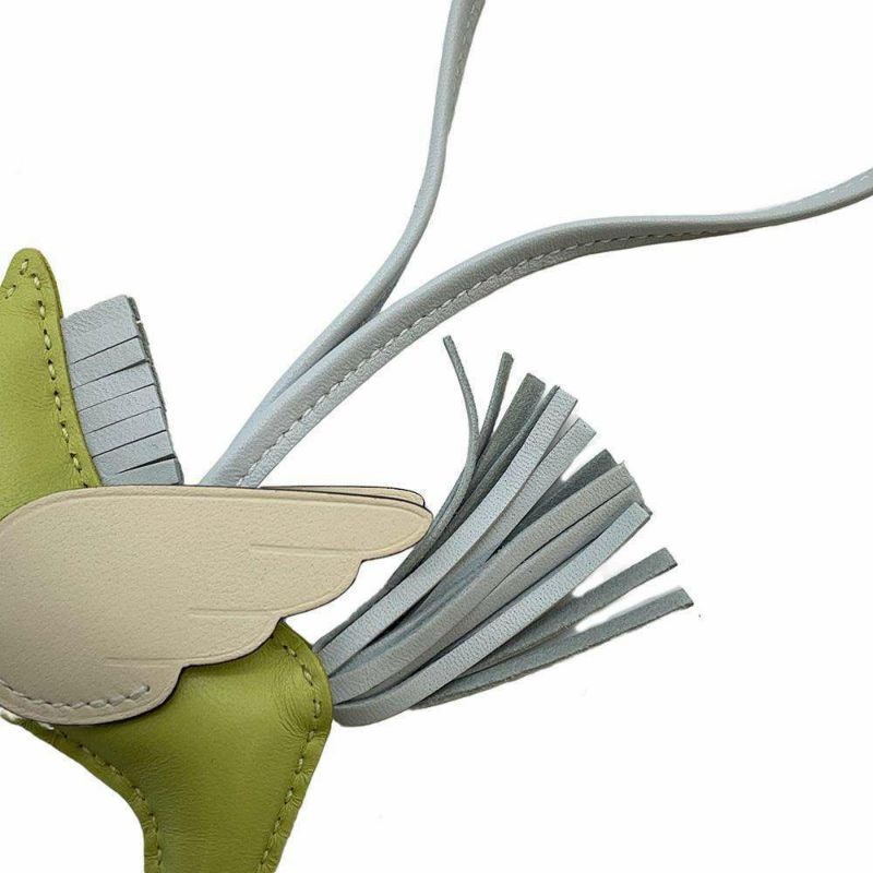 エルメス バッグチャーム ロデオPM ペガサス ジョーヌブルジョン/ブルーブリュム/ナタ ラムスキン Z刻印