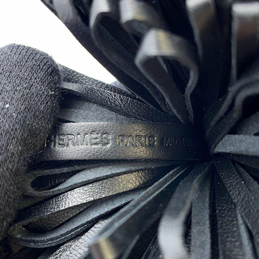 エルメス キーホルダー カルメン ブラック/シルバー金具 ラムスキン B刻印 HERMES 黒