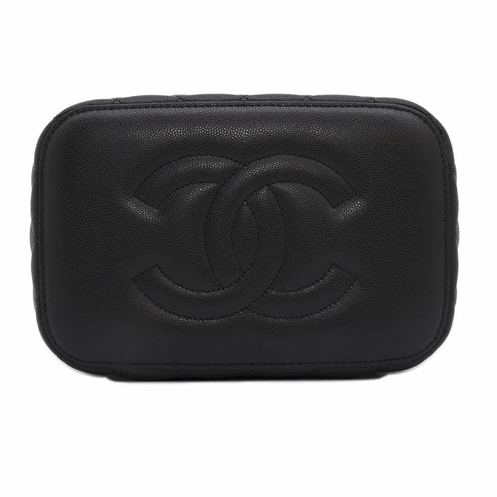 シャネル バニティバッグ トップハンドル マトラッセ ココマーク キャビアスキン AP2573 CHANEL 化粧ポーチ 黒