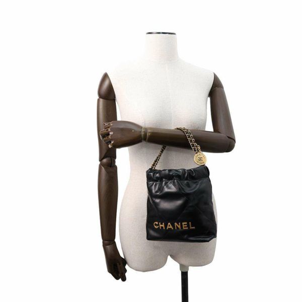 シャネル ハンドバッグ CHANEL 22 ミニ ココマーク シャイニーカーフレザー AS3980 CHANEL 2wayショルダーバッグ 黒