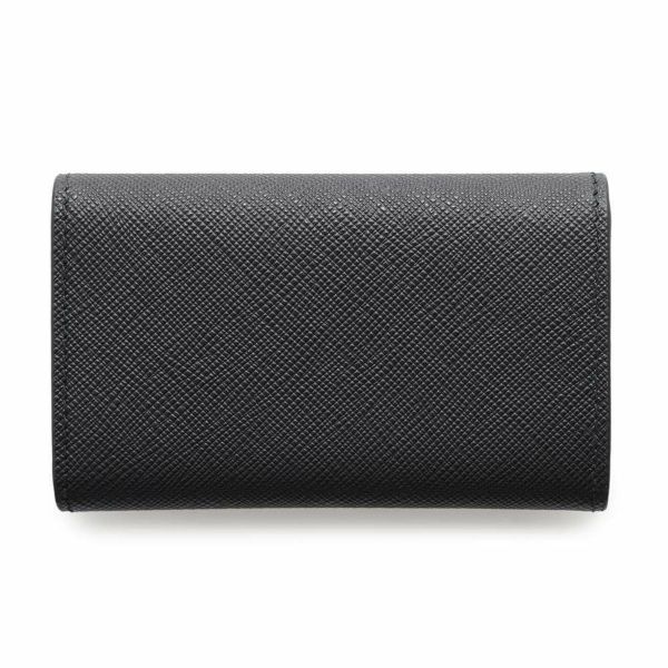 プラダ キーケース 幾何学模様 4連キーケース サフィアーノ 1PG004 PRADA キーリング付き 黒