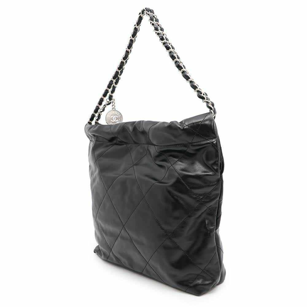 シャネル ハンドバッグ CHANEL 22 マトラッセ スモール シャイニーカーフレザー AS3260 ショルダーバッグ ポーチ付き 黒