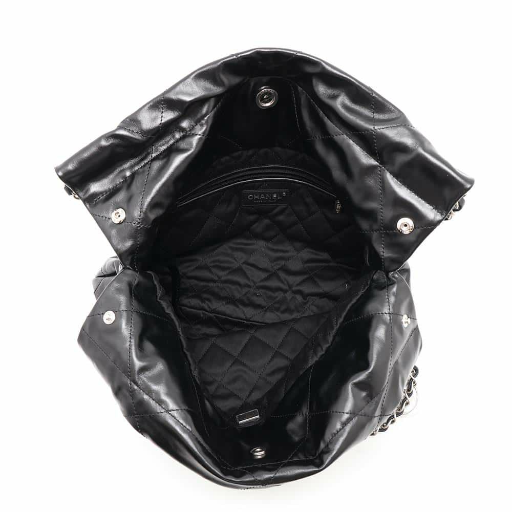 シャネル ハンドバッグ CHANEL 22 マトラッセ スモール シャイニーカーフレザー AS3260 ショルダーバッグ ポーチ付き 黒