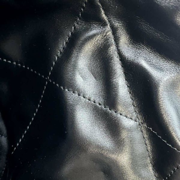 シャネル ハンドバッグ CHANEL 22 マトラッセ スモール シャイニーカーフレザー AS3260 ショルダーバッグ ポーチ付き 黒