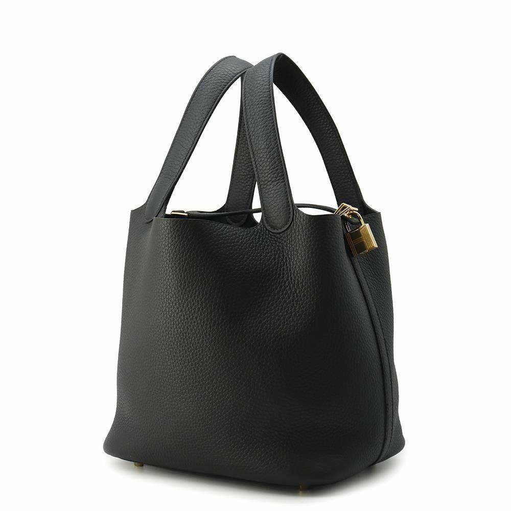 エルメス ハンドバッグ ピコタンロックMM ブラック/ゴールド金具 トリヨンクレマンス W刻印 黒