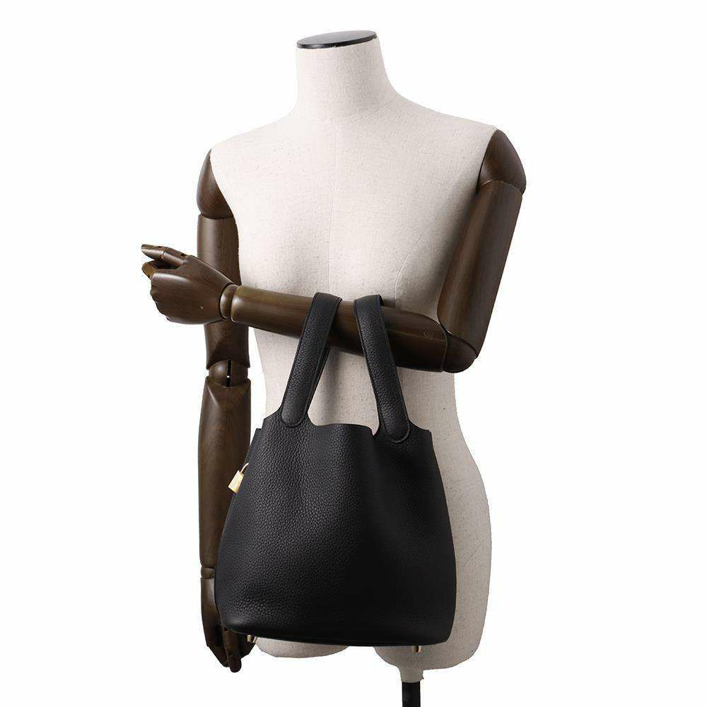 エルメス ハンドバッグ ピコタンロックMM ブラック/ゴールド金具 トリヨンクレマンス W刻印 黒