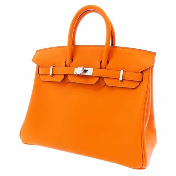 エルメス バーキン25 アプリコット/シルバー金具 スイフト B刻印 HERMES Birkin ハンドバッグ