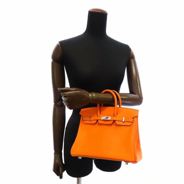 エルメス バーキン25 アプリコット/シルバー金具 スイフト B刻印 HERMES Birkin ハンドバッグ