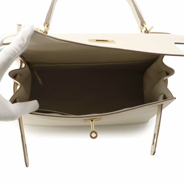 エルメス ハンドバッグ ケリー28外縫い クレ/ゴールド金具 エプソン Y刻印 2wayショルダー