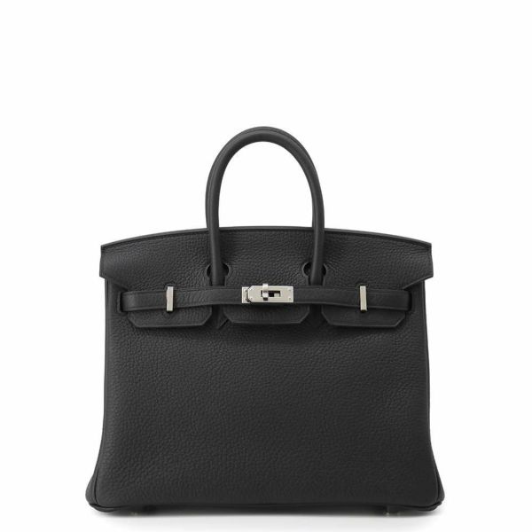 エルメス バーキン25 ブラック/シルバー金具 トゴ W刻印 HERMES Birkin ハンドバッグ 黒