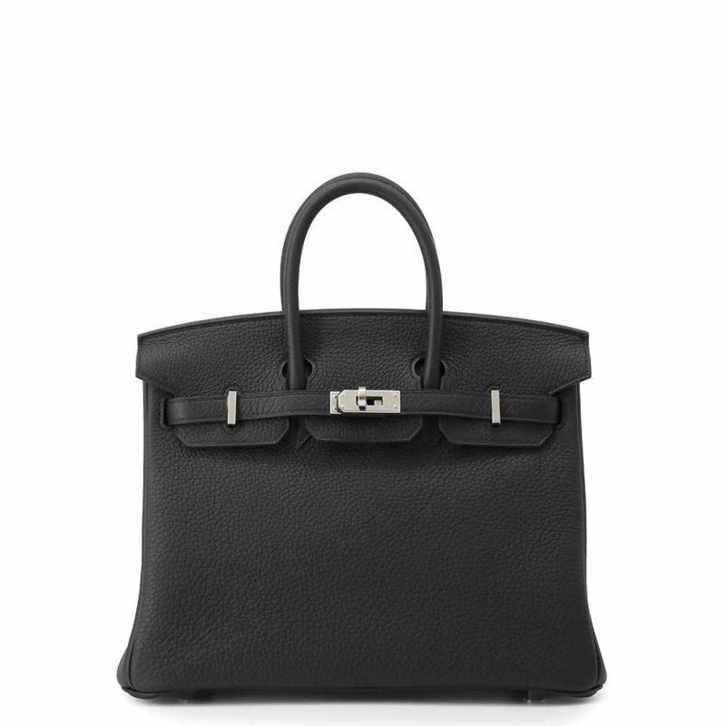 エルメス バーキン25 ブラック/シルバー金具 トゴ W刻印 HERMES Birkin ハンドバッグ 黒