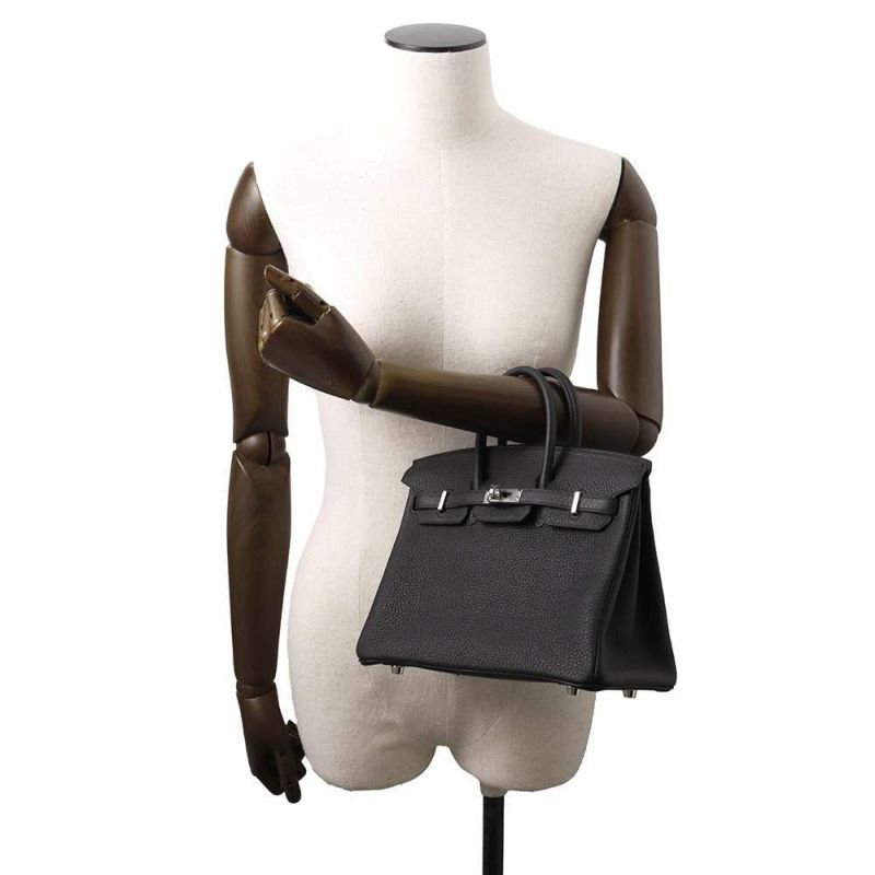 エルメス バーキン25 ブラック/シルバー金具 トゴ W刻印 HERMES Birkin ハンドバッグ 黒