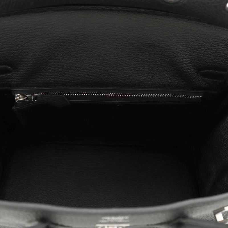 エルメス バーキン25 ブラック/シルバー金具 トゴ W刻印 HERMES Birkin ハンドバッグ 黒