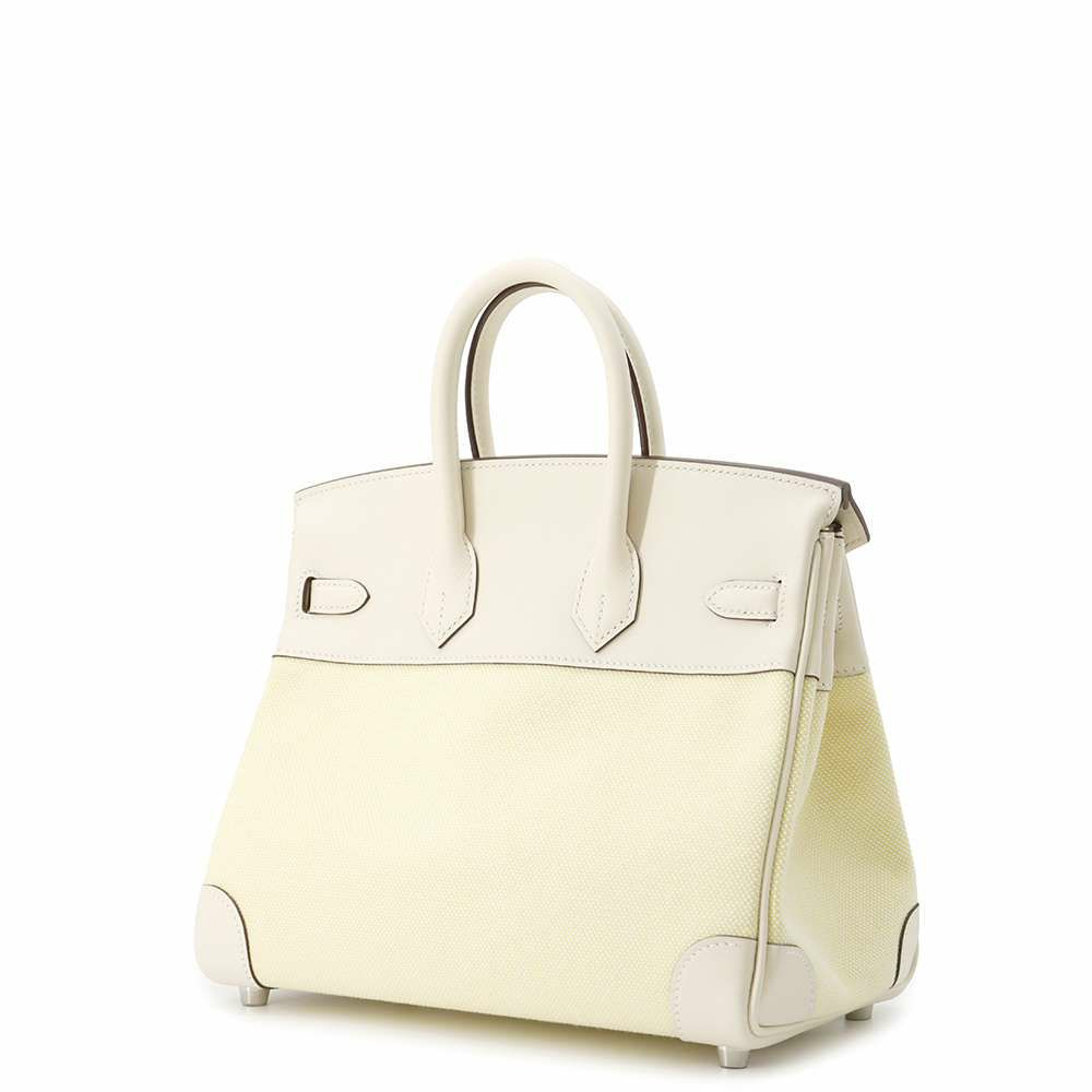 エルメス バーキン25 ジョーヌプッサン/ナタ/シルバー金具 トワルアッシュ/スイフト U刻印 HERMES Birkin